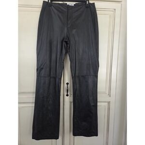 Nine West Straight Leg Leather Pants Women's 8 Black‎ Classic Old Money Sexy